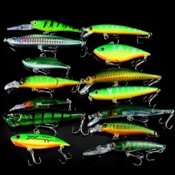 New Set Mixed 15pcs/Lot Good Quality Fishing Lure 14 Models Crankbait Bait Artificial Make Fish Baits Wobbler Fishing Tackle