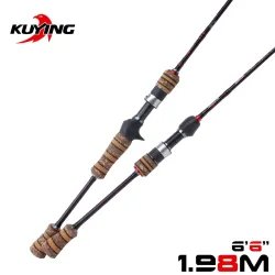 KUYING Teton L Light 1.98m 6&#39;6&#39;&#39; Baitcasting Casting Spinning Lure Fishing Rod Soft Pole Cane Stick Carbon Medium Fast Action